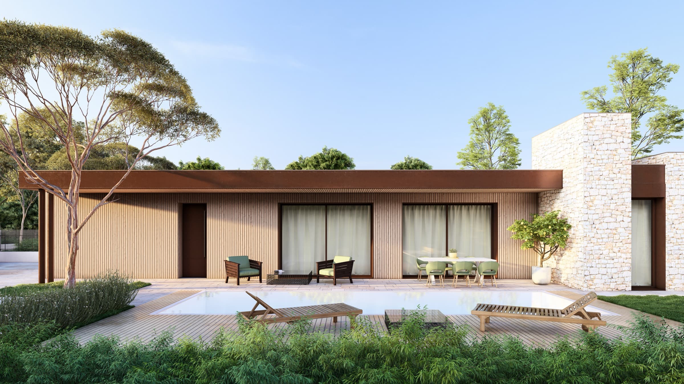 Villa Bifamiliare A — render esterno 1