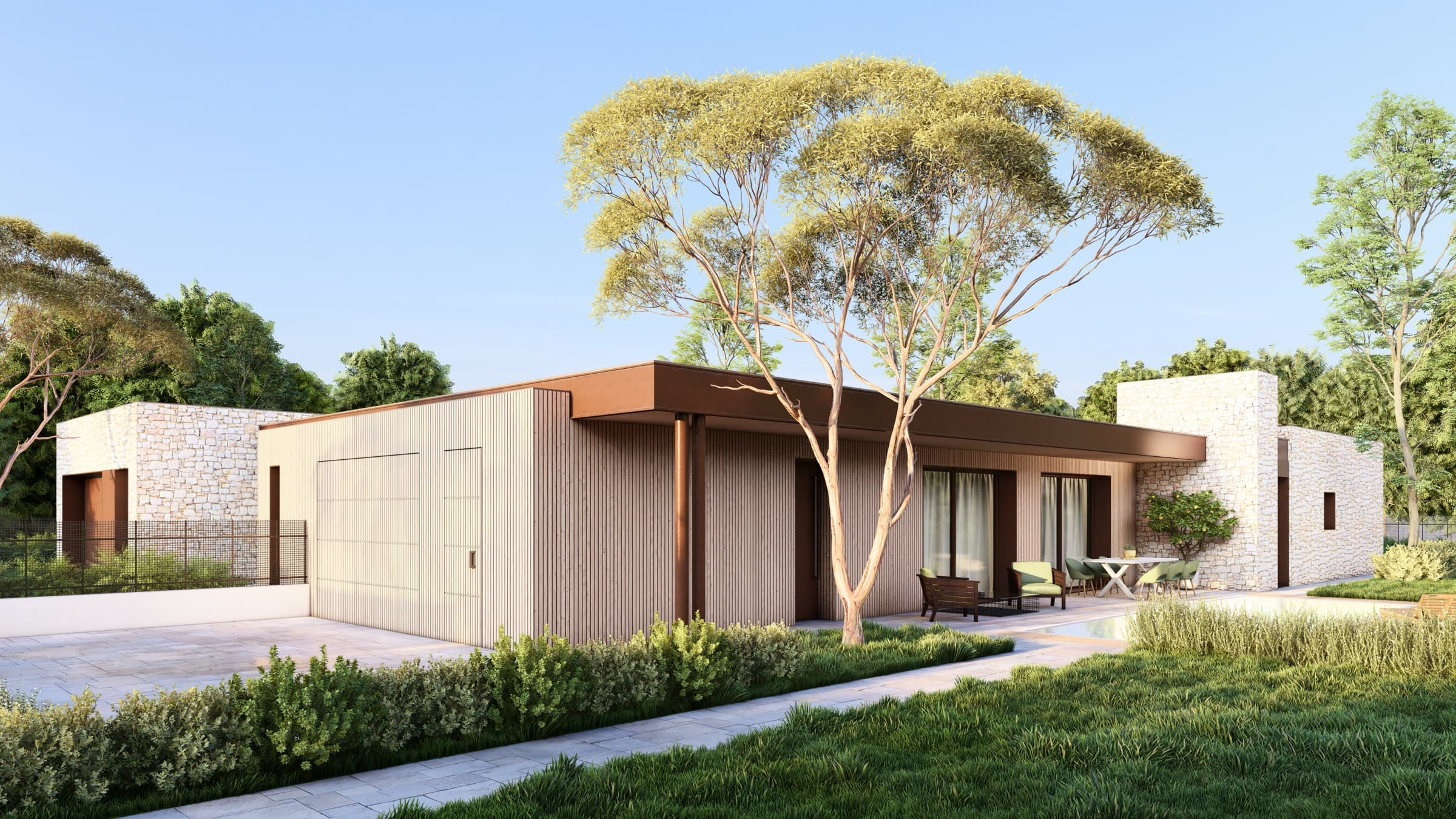 Villa Bifamiliare A — render esterno 3