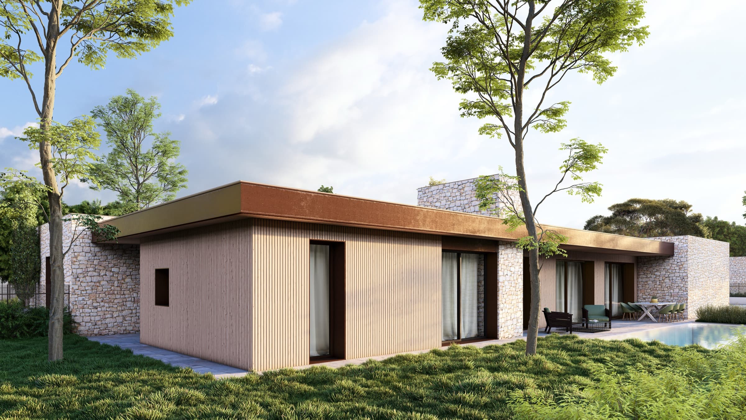 Villa Bifamiliare B — render esterno