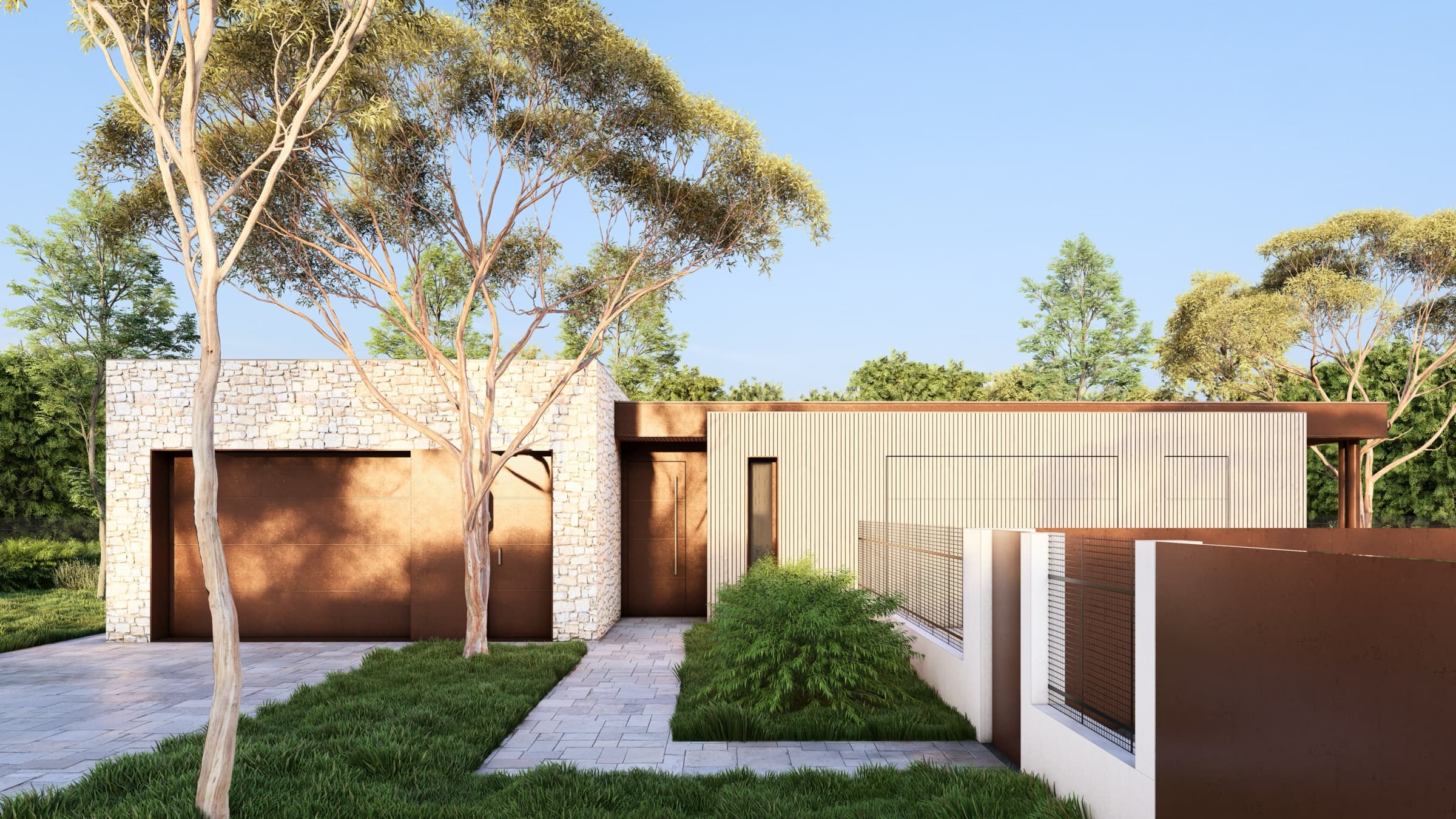 Villa Bifamiliare B — render esterno 3